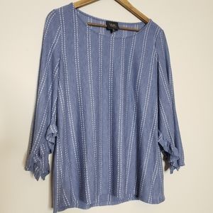 Anthropologie W5 bell sleeve Boho Indie blue blouse XL